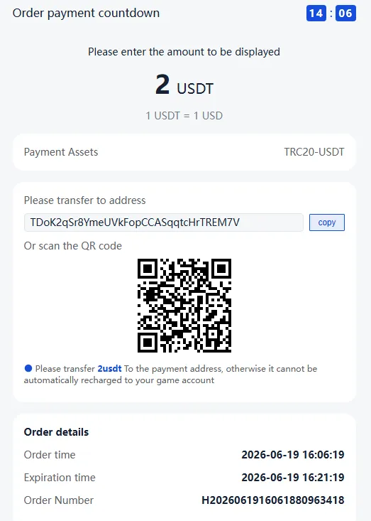 PKPLUS Game cryptocurrency deposit process 
